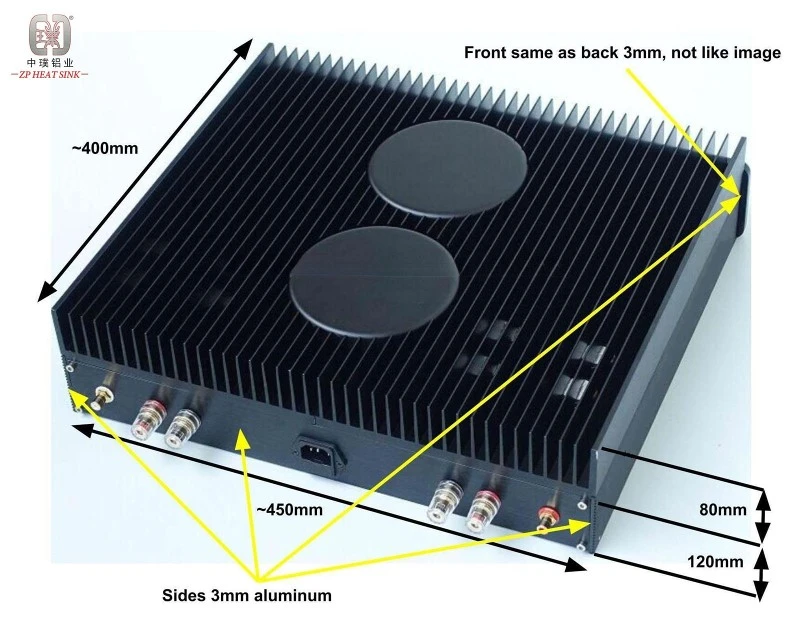 Aluminum heat sink for audio amplifiers Aluminum heat sink for audio amplifiers